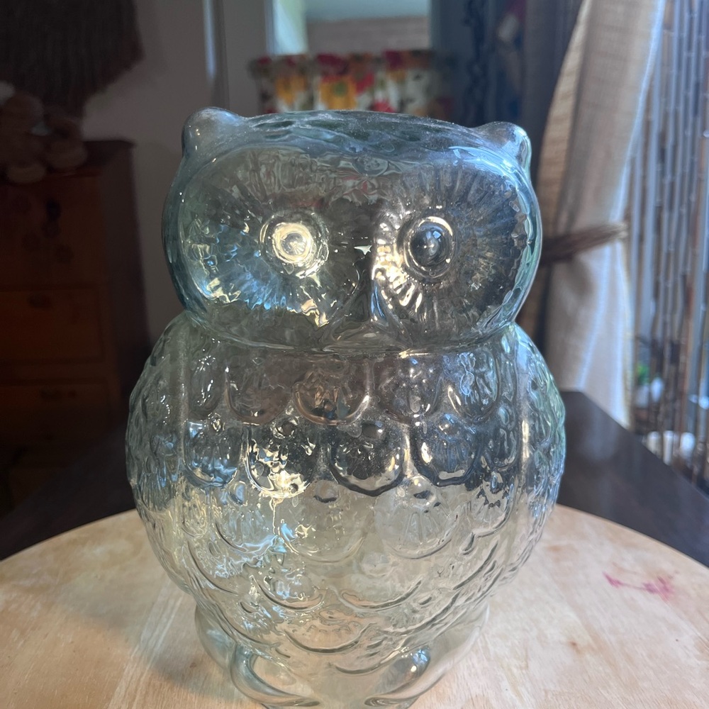 Vintage Clear Glass Owl Sculpture Rare Hollow Form Figurine Art